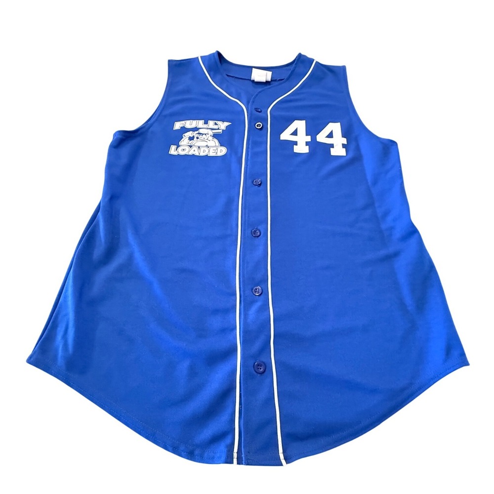Teamwork Athletic Apparel Blue Pizza Factory 44 Baseball Jersey Sleeveless XL